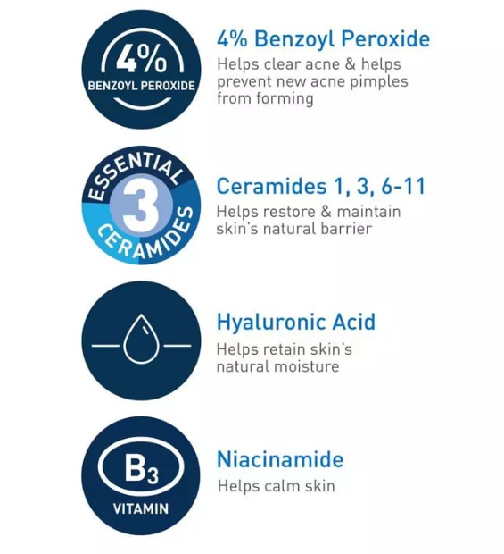 CeraVe Acne Foaming Cream Cleanser 150ml with 4% Benzoyl Peroxide – Best Acne Treatment - Image 4