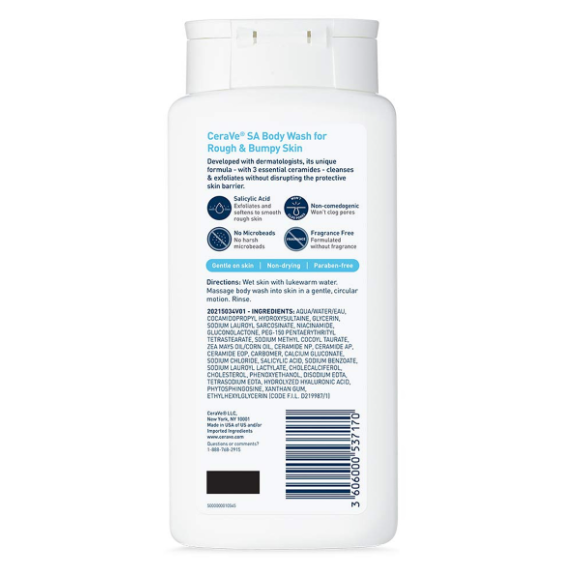 CeraVe SA Body Wash For Rough & Bumpy Skin 296ml - Image 3