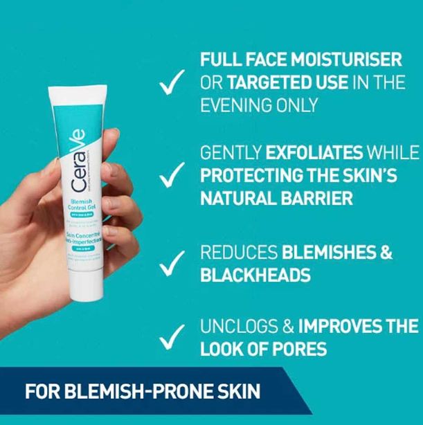 CeraVe Blemish Control Gel Moisturiser For Blemish-Prone Skin 40ml - Image 2