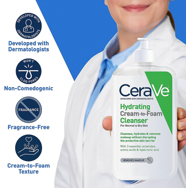 CeraVe Hydrating Cream To Foam Cleanser 237ml - Image 3