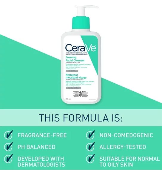 CeraVe Foaming Facial Cleanser For Normal To Oily Skin 237ml - Image 4