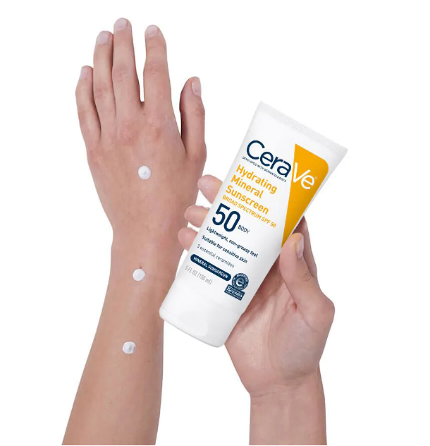 CeraVe Hydrating Mineral Sunscreen SPF 50 Body Lotion 150ml - Image 3