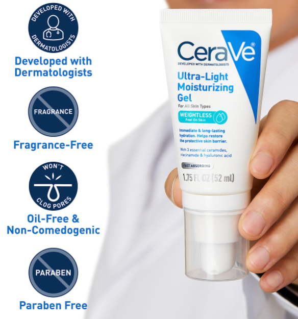 CeraVe Ultra-Light Moisturizing Gel 52ml - Image 2