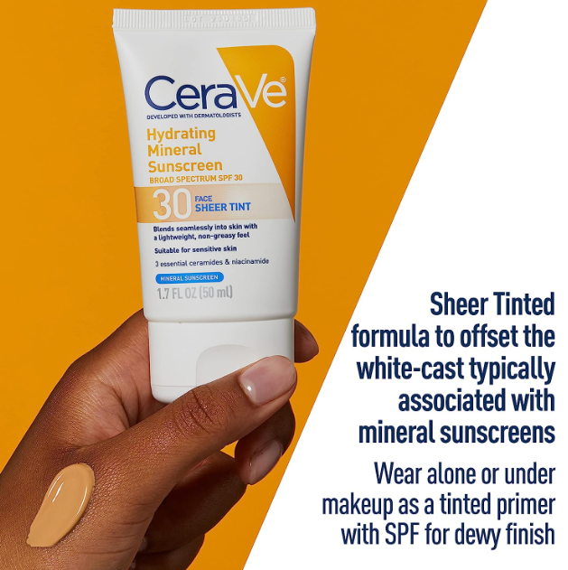 CeraVe Hydrating Mineral Sunscreen SPF 30 Face Sheer Tint 50ml - Image 2