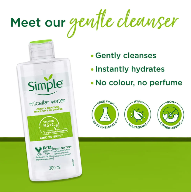 Simple Micellar Cleansing Water For Sensitive Skin 400ml - Image 3