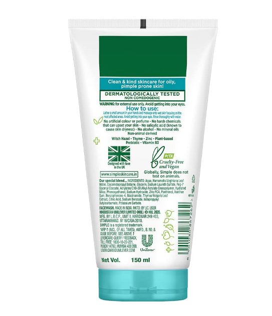 Simple Daily Skin Detox Purifying Face Wash 150ml - Image 2