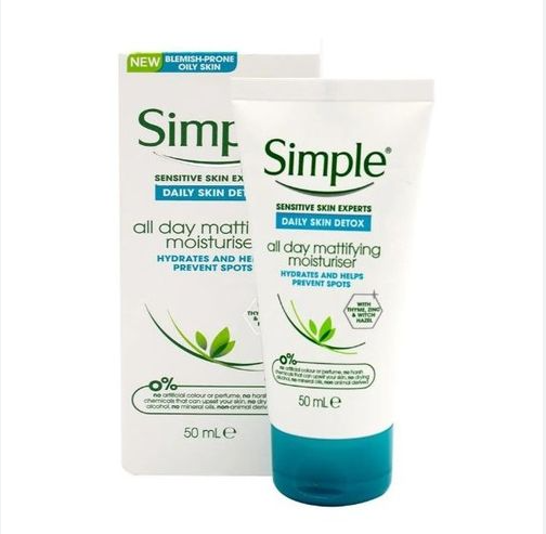 Simple Daily Skin Detox All Day Mattifying Moisturiser For Blemish-Prone, Oily Skin 50ml - Image 1