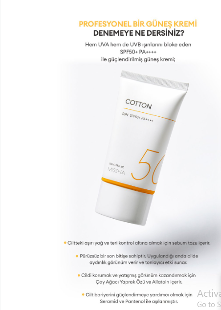 MISSHA Cotton Sun Block SPF 50+ 50ml - Image 3