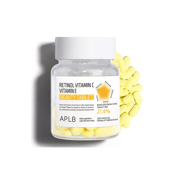 APLB Retinol Vitamin C Vitamin E Beauty Tablet 500mg x 30 – Skin Health & Radiance Supplement | Bangladesh